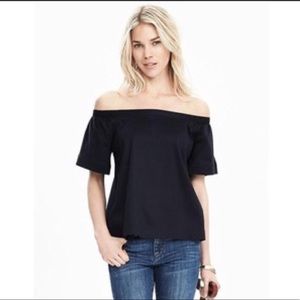 Banana Republic Blue Off the Shoulder Bow Top